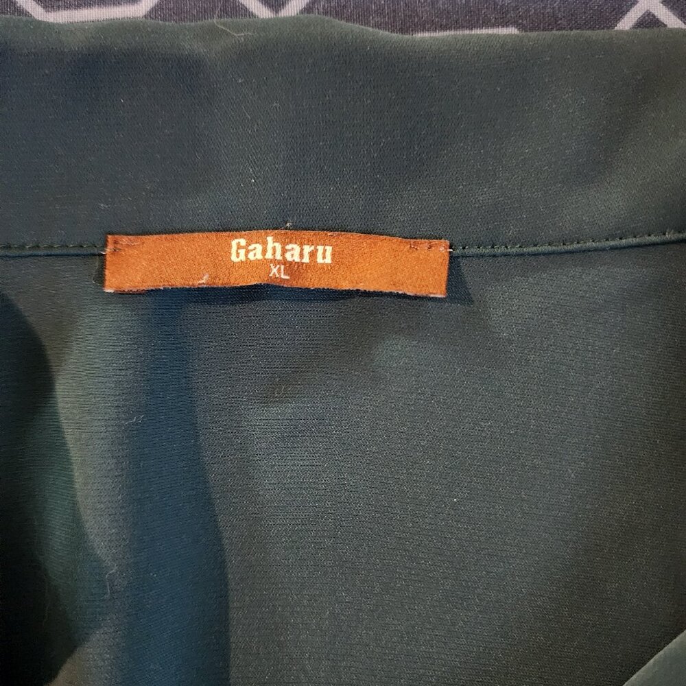 Gaharu Green Summer Work Blouse V Neck Short Sleeve Lapel Shirt Top Tunic | XL - Picture 3 of 5